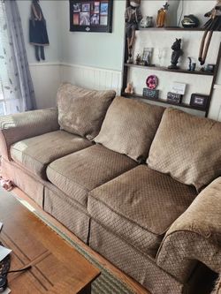 Brown 3-Cushion Upholstered Sofa