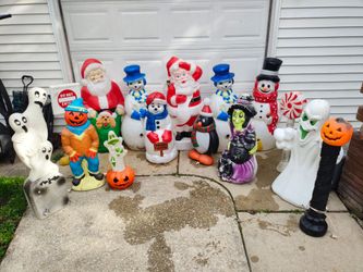 1990's (14) Blow Molds Halloween 👻🎃 Christmas ⛄🎁 ghost Santa witch snowman ⛄