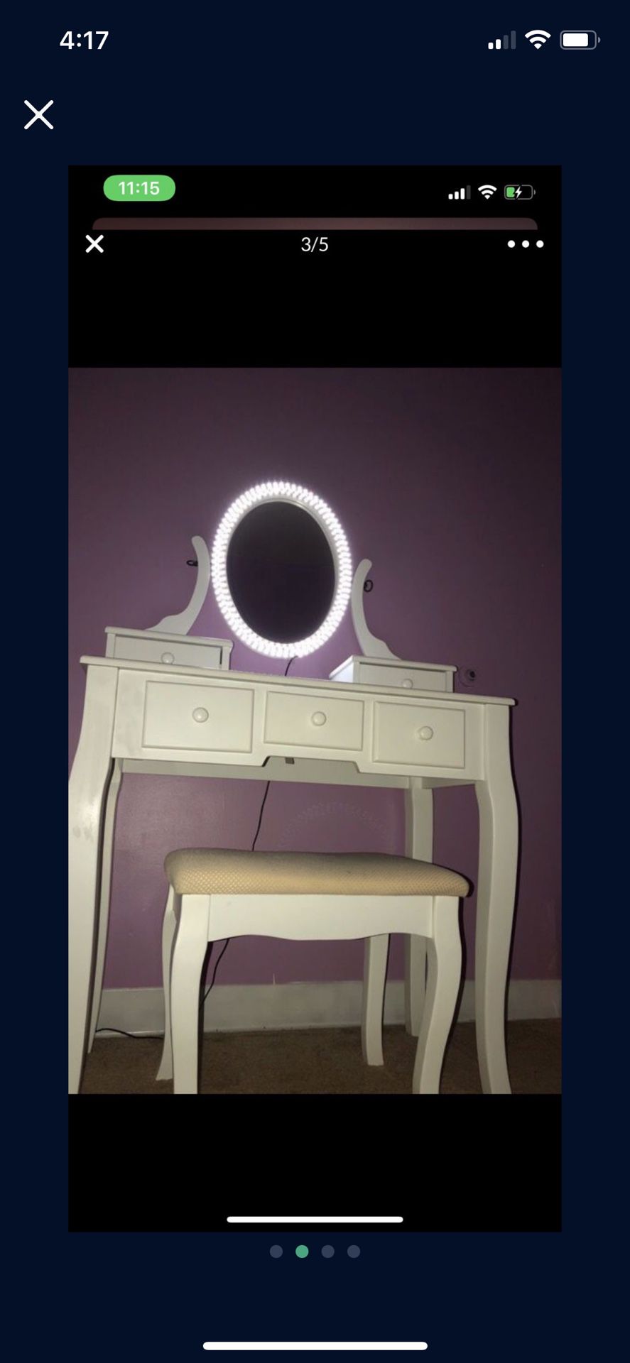 White Makeup Vanity With Led Lights