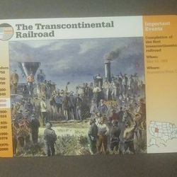 1994 Grolier Transcontinental Railroad Completed Promontory Utah May 1869 Union Central Pacific Large Over-sized Card Collectible Vintage