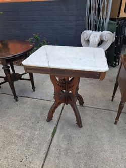 Antique Victorian Eastlake-Style Table with Marble Top