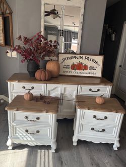 Heavy solid wood bedroom set with 3 pieces
