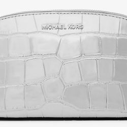Michael Kors Empire Small Metallic Crocodile Embossed Leather Travel Pouch