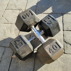 40lb Rubber Hex Dumbbell Set
