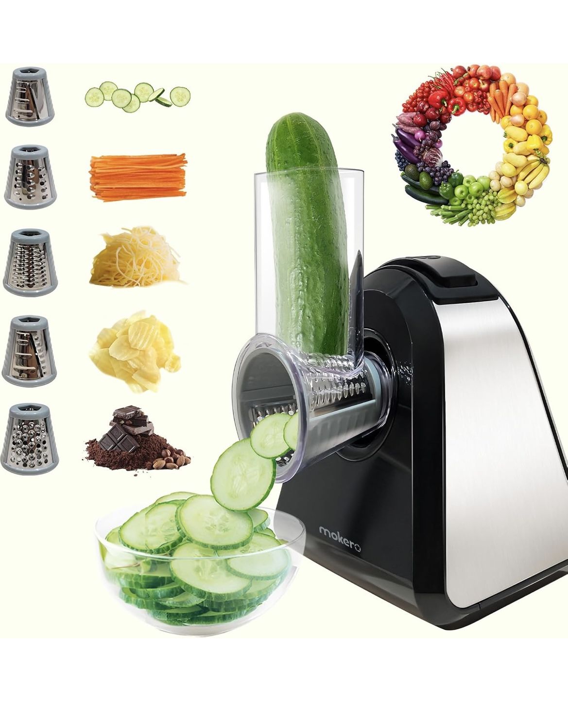 🧀 5-in-1 Electric Cheese & Vegetable Grater/Shredder 🥕