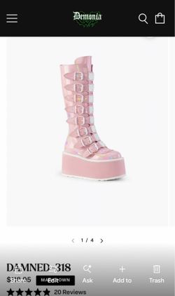 Demonia Pink Festival Boots Size 8