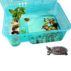 kathson Turtle Tank Aquarium, Turtle Habitat Reptile Plastic Terrarium Safe