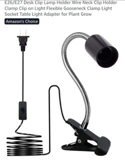 Desk Clip Lamp Holder Wire Neck Clip Holder Clamp Clip on Light Flexible Gooseneck Clamp Light Socket Table Light Adapter for Plant Grow