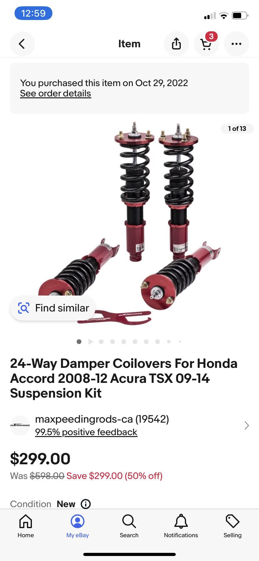 Coil Over For Honda Accord 2008/2012