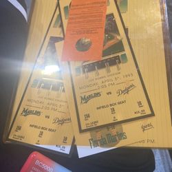 1993 Inaugural Game Marlins Two Box Tickets Vintage 