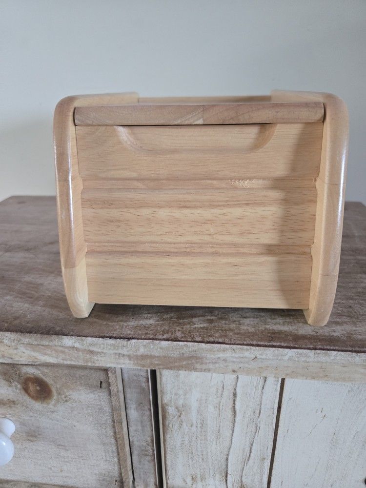 Pomerantz Solid Wood Recipe Box Index Card Holder Flip Up Lid Made Thailand 