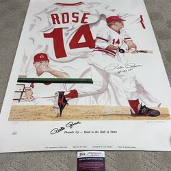 Pete Rose Autographed 20”x 29” Cincinnati Reds Poster With COA