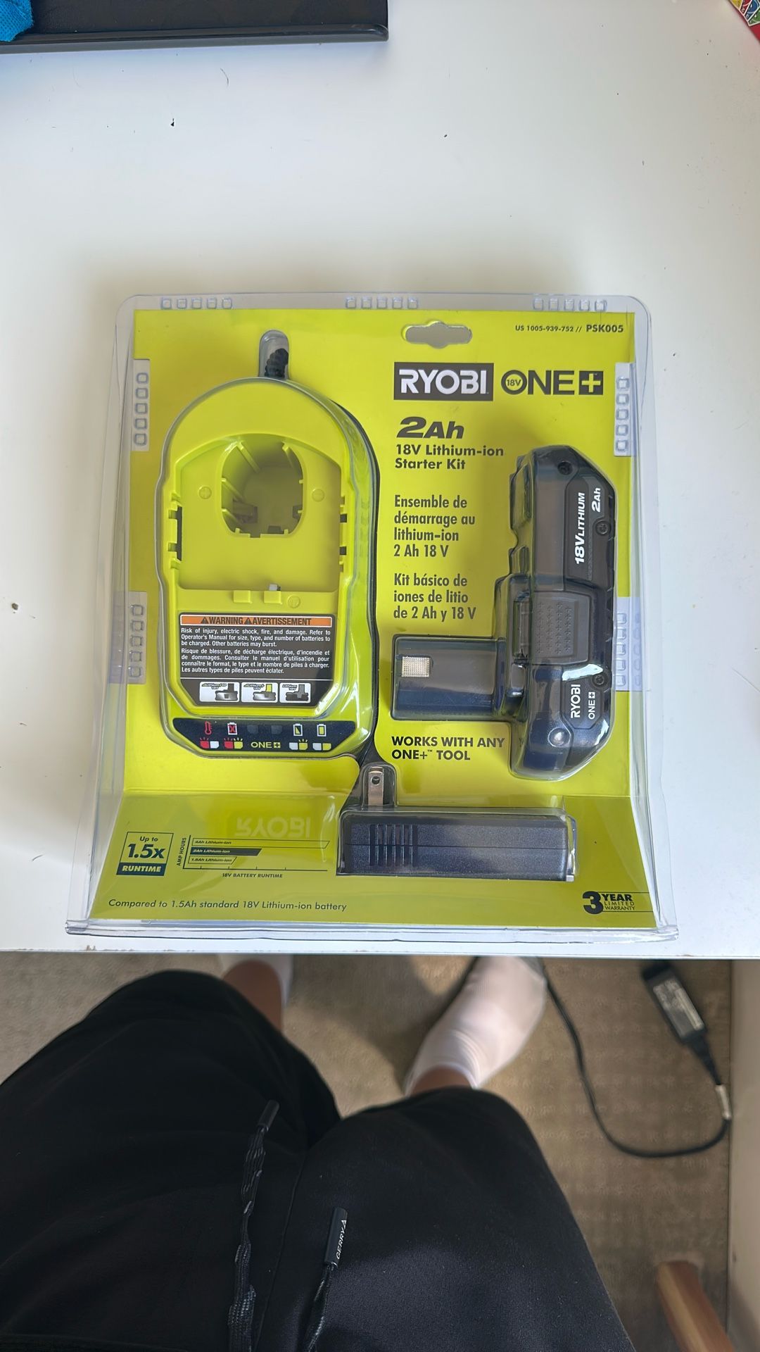 Ryobi ONE+ 18V Lithium-Ion 2.0 Ah Battery and Charger Starter Kit