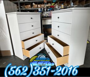 Two Dresser Bundle Deal Set 5D White Chest Muebles Blanco
