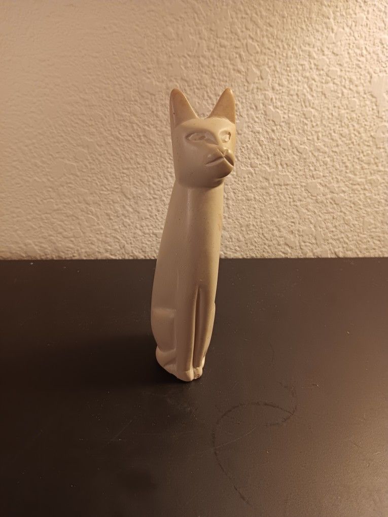 EXQUISITE Handcarved Soapstone 6 Cat Figurine Made in Kenya.This exquisite hand carved soapstone figurine depicts a cat, standing at 6 inches tall.
