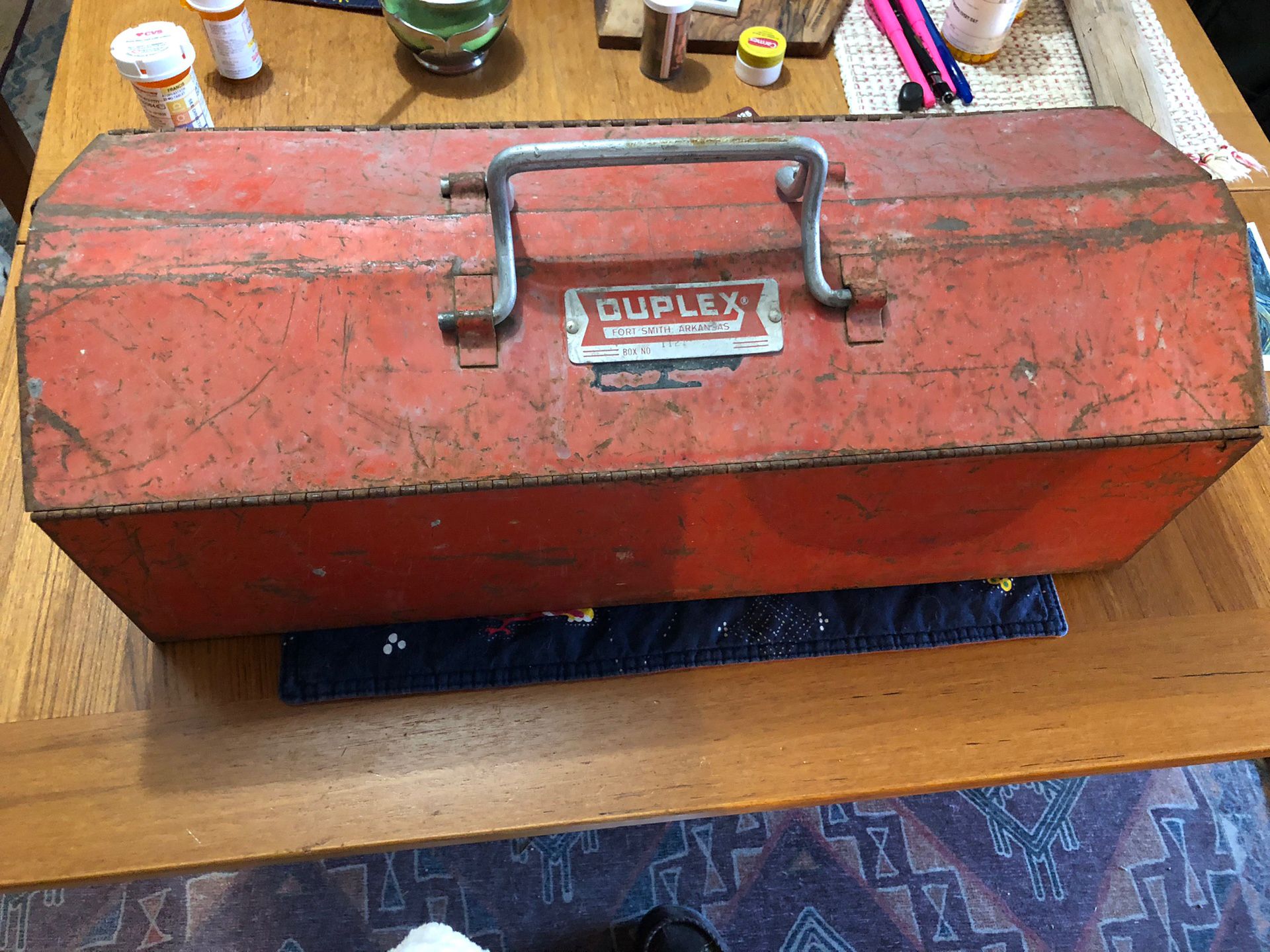 Vintage Duplex Tool Box 1121 No Tray Red 21”