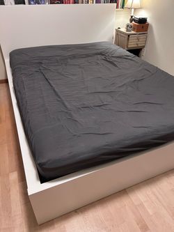 IKEA queen white bed frame