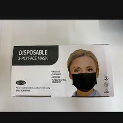 Disposable 3-Ply Black Face Mask 50 Pack