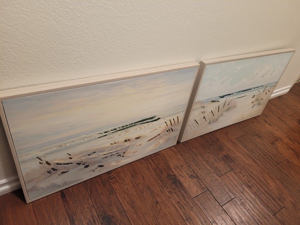 Beach Art Canvas Painting Set Of 2