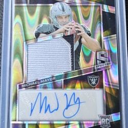 2023 Panini Spectra Supernova Michael Mayer /70 RC ROOKIE PATCH AUTO RAIDERS