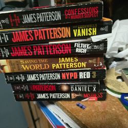 7 James Patterson Paperback Novels  Confessions Of A Murder Suspect, The Cornwalls Vanish, Filthy Rich,  Saving The World, NYPD RED 3, 