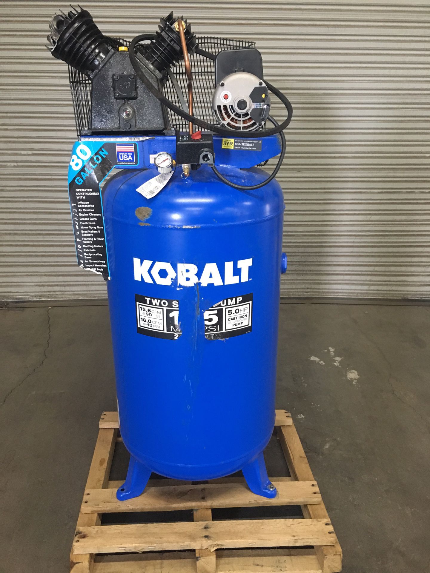 80 Gallon Kobalt Air Compressor - Damaged