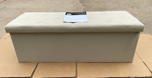 New Open Box NEWBULIG 43” Folding Storage Ottoman Bench, Beige