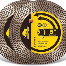 PRETEC Diamond Blades,5" Tile Blade for Angle Grinder, 5" Diamond Saw Blades, Ceramic Blades for Cutting Porcelain, Granite, Marble, 7/8"-20mm Arbor-2