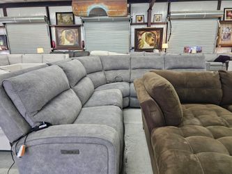Gray Power Reclining Sectional w/ 2 Working Recliners