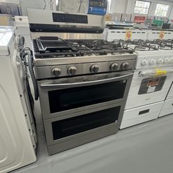 Samsung 30 in. 5-Burner Freestanding Smart Double Oven Gas Range in Fingerprint Resistant Stainless Steel with Air Fry