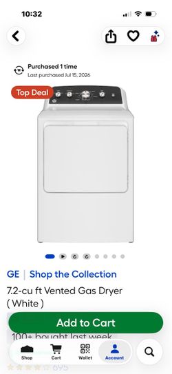 Like new Matching gas GE washer dryer dryer two months old washer, two years old