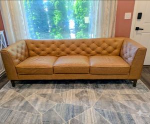 POLY & BARK Essex 89" Full-Grain Italian Leather Sofa - Cognac Tan