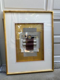 Large gold Framed 3D Paper Collage abstract Wall Art – Signed L. Orozco-Smarts