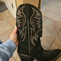 Idyll Wind Womens Suede Black Cowboy Boots