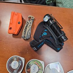 Leatherman and old light.