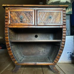 Mid-Century Vintage Bamboo And Rattan Side Table