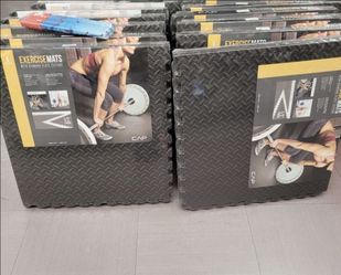New CAP Black Gym Puzzle Floor Mats 6-Pack 24 Square Feet