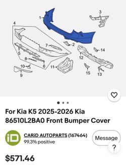 Kia K5 2025-2026 front bumper cover