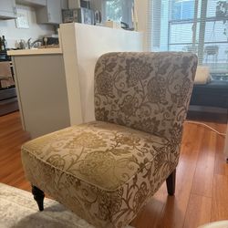 Gold Floral Upholstered Accent Chair