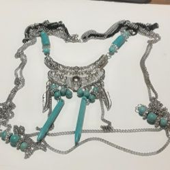 Beautiful Sterling Silver Turquoise Fashion Necklace.