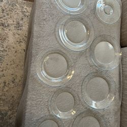 9pc Clear Glass Plate Lot Arcoroc & Unknown   To include: 3 Arcoroc France clear dinner plates  3 Mexico R. dinner plates identical to the Arcoroc din