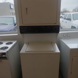 Stackable washing machine and electric dryer with warranty 