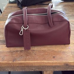 Baggu Recycled Leather Bowler Bag in Mahogany