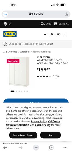 IKEA  disassembled White Wardrobe with 3 Doors