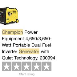 DUAL FUEL INVERTER GENERATOR 4650/3650 WATT PORTABLE