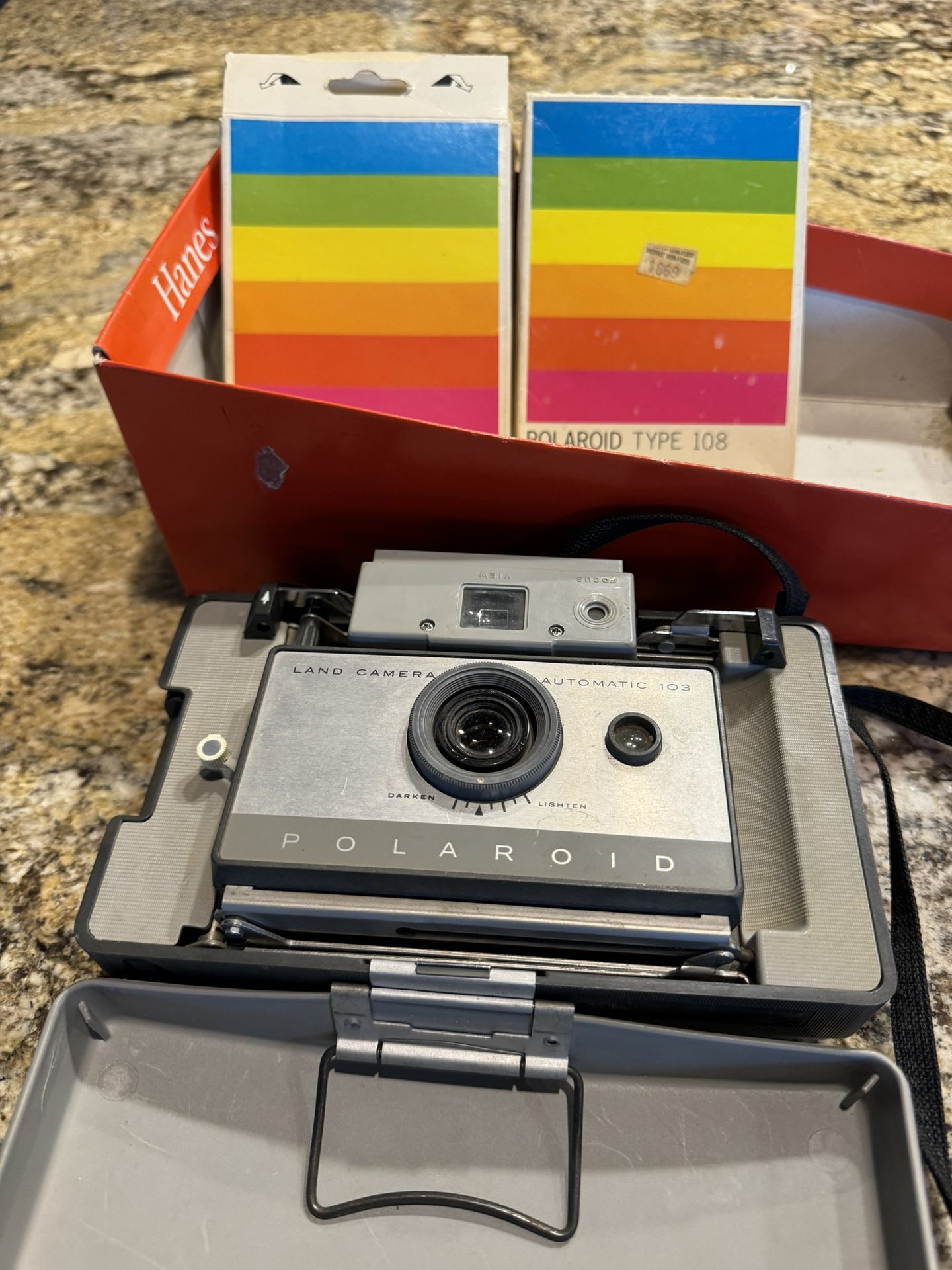 Vintage Polaroid Land Camera Automatic 103 And 2 Packs Of Polaroid Film  