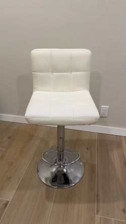 White Tufted Adjustable Bar Stool