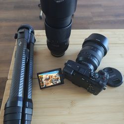 Sony A7C2, G series FE 20-70mm F4 Lens, Peak Designs Carbon Like New tripod, & Tamron 70-180mm F2.8