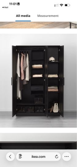 IKEA 3-Door Wardrobe Black BRIMNES