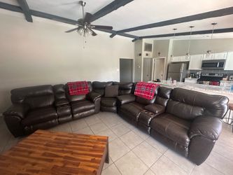 Couch - brown recliner sectional